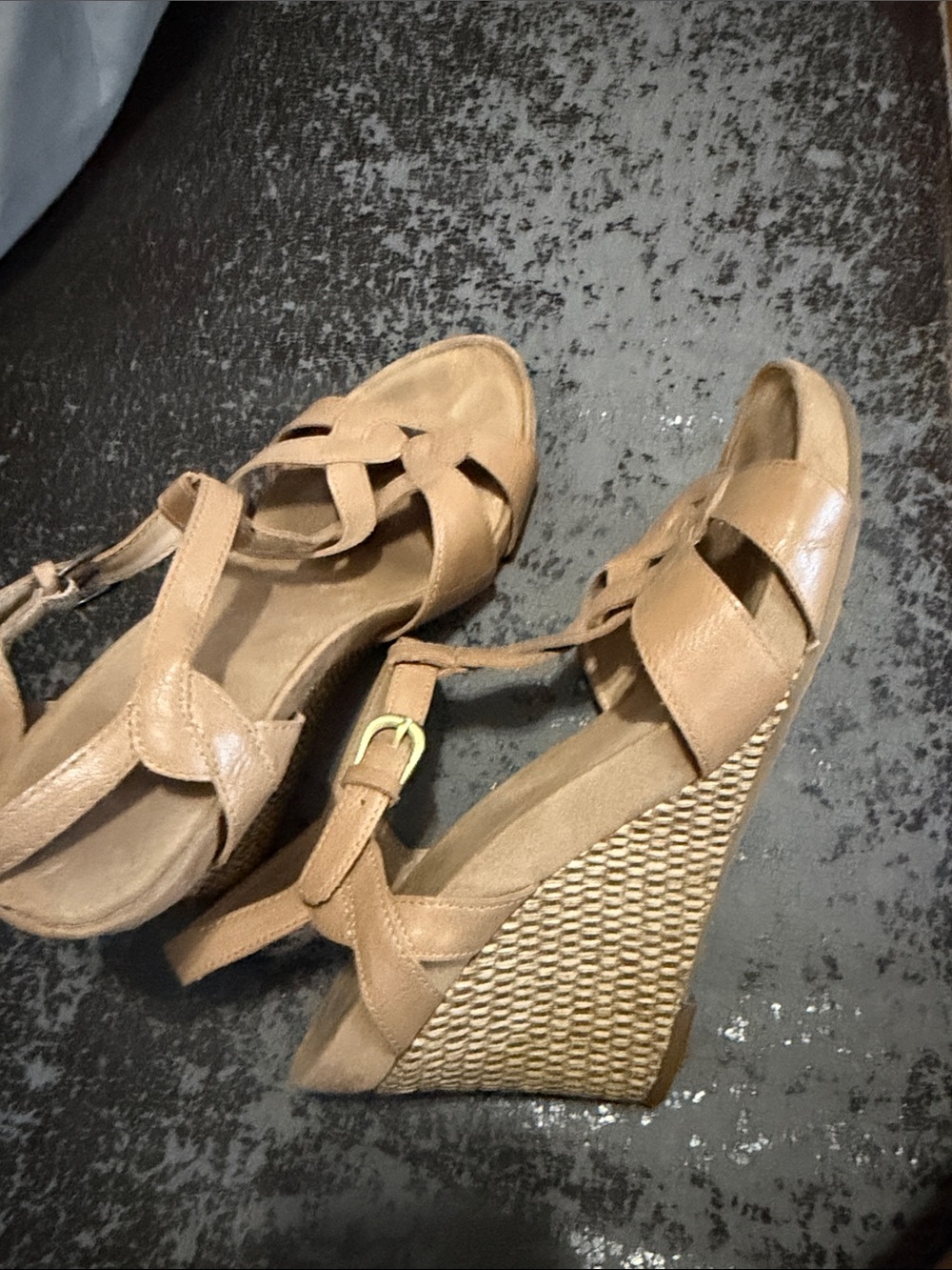 A2 By Aerosoles Tan Woven Wedge Sandals